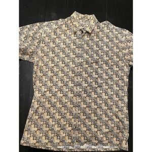 Hollis River Men's Size Medium Button Up Short Sleeve Shirt Geometric Pattern